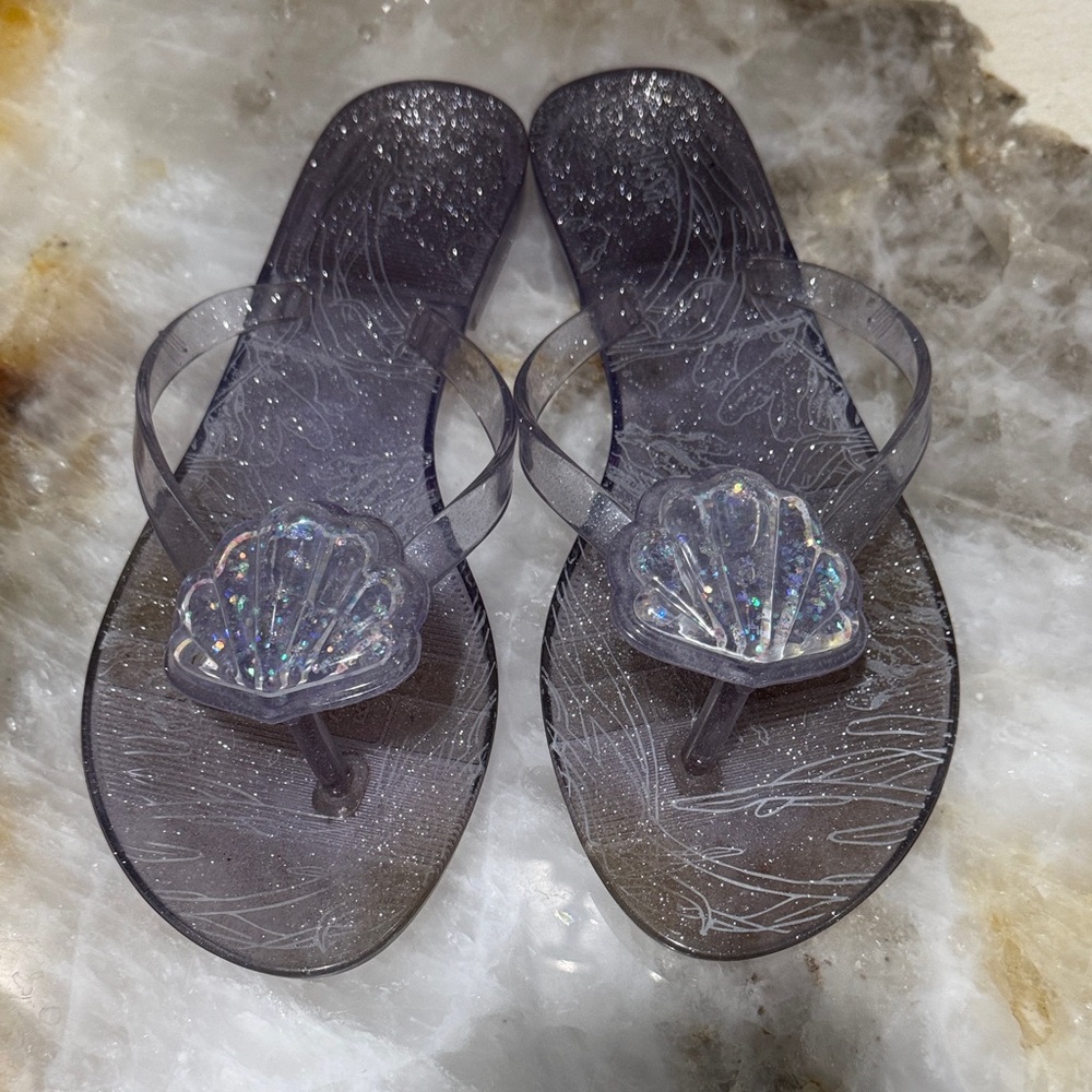Melissa Silver Glitter Sandals with Shell Accent
